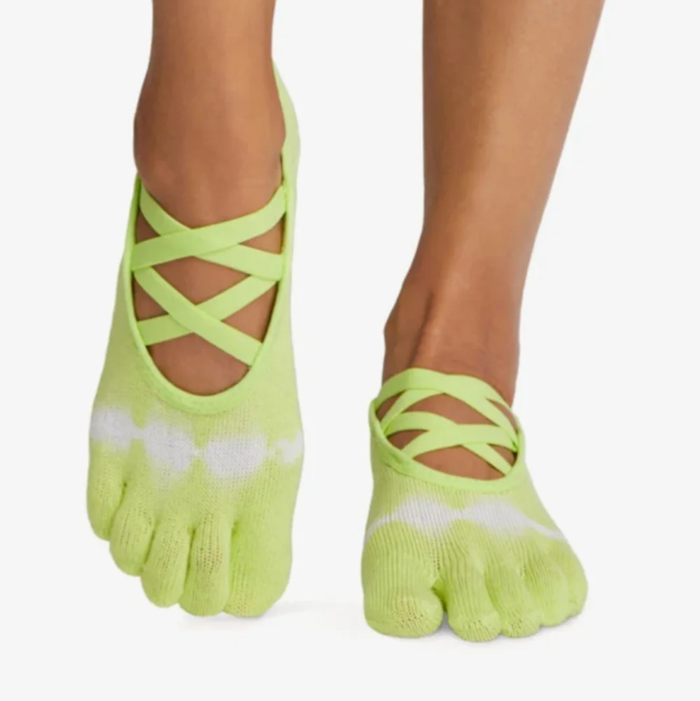 Toesox Lot Of 2 Full Toe Elle Pride Grip Women's Socks Size Small (6-8)